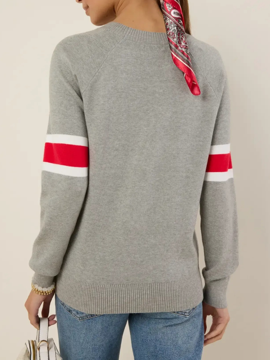 Dylan Striped Knit Sweater – Red & Grey Edition