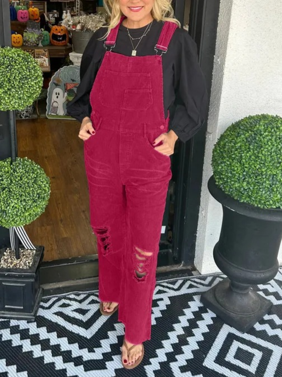 Corduroy Pocket Hole Jumpsuit