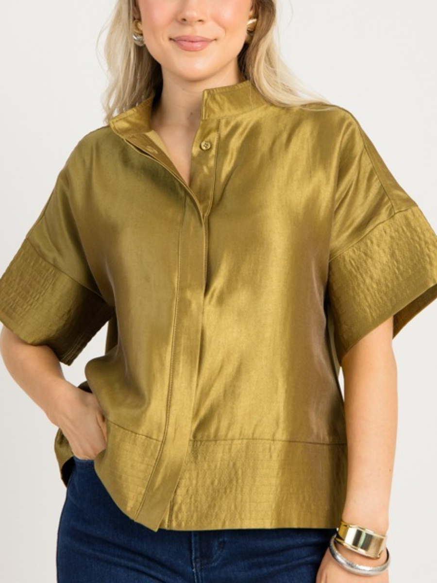 Metallic Button Blouse
