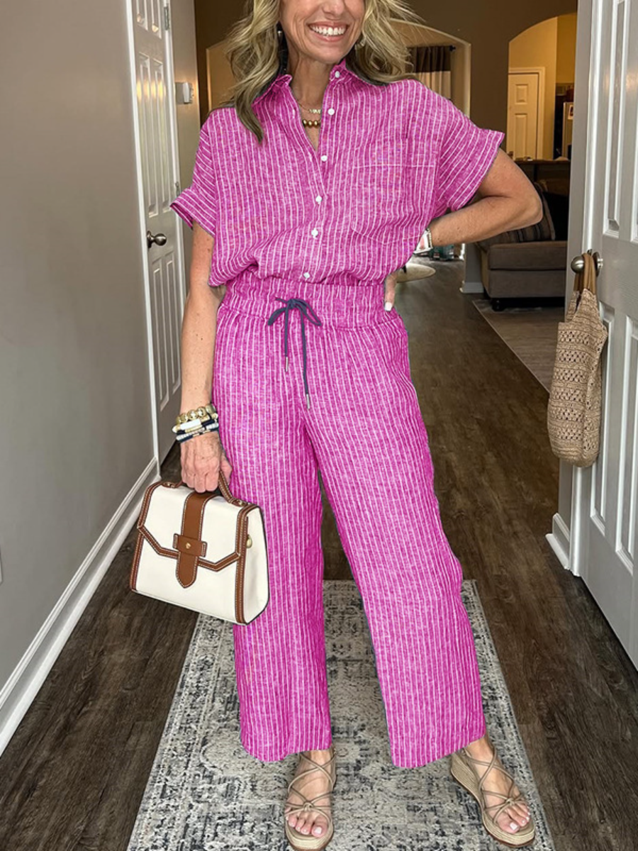 Classic Striped Linen Set