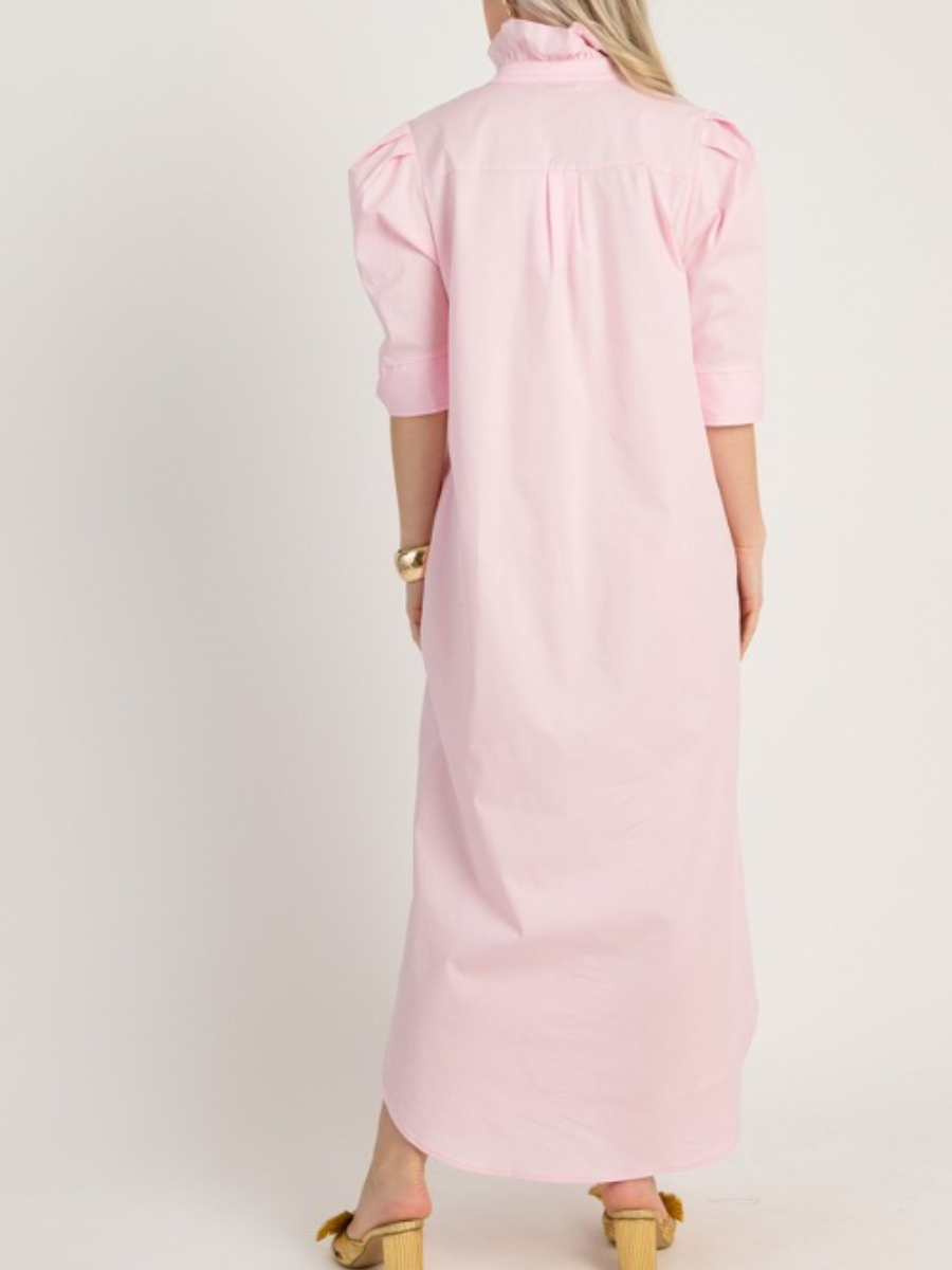 Romantic Puff Sleeve Maxi Shirtdress