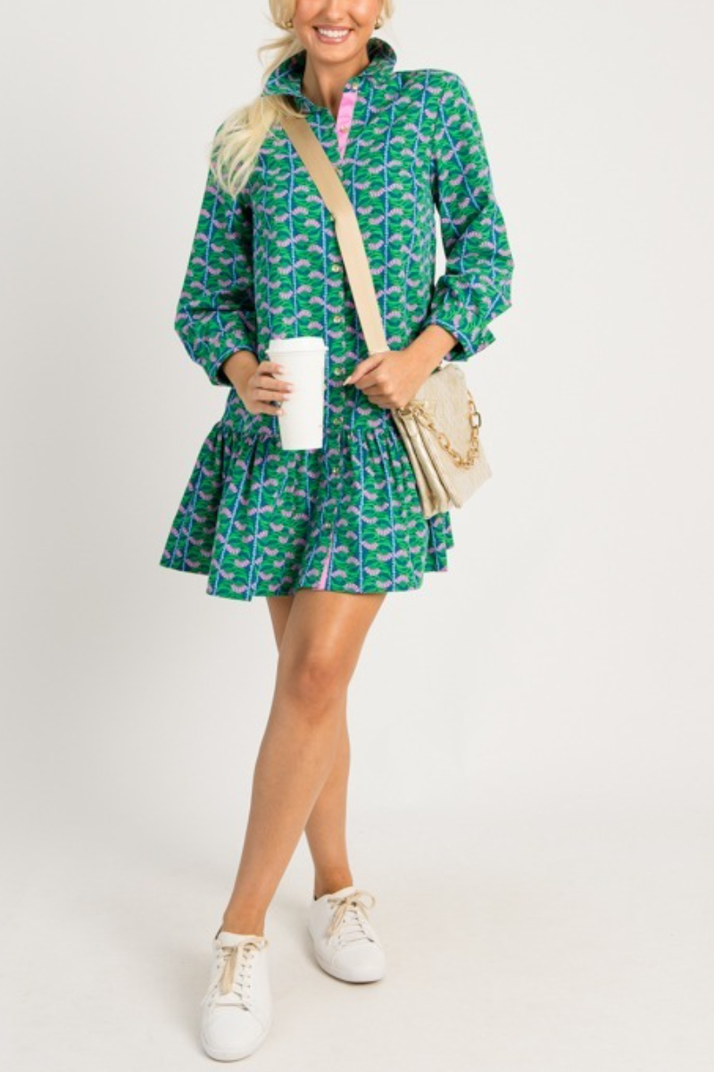 Floral Vine Printed Mini Dress