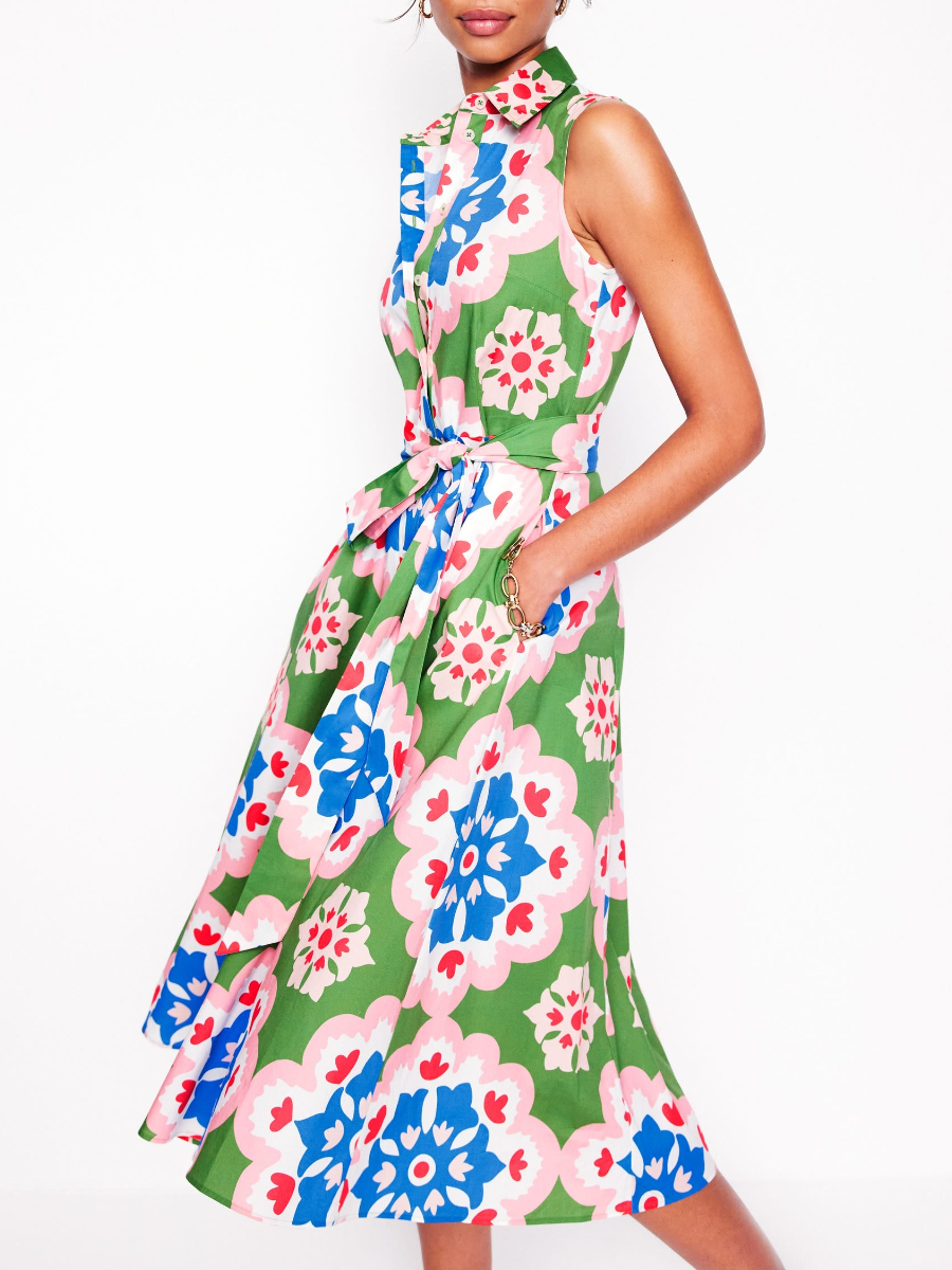 Sweet Colorful Floral Midi Dress