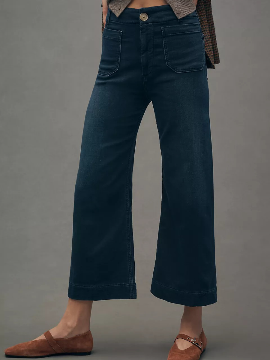 High-Rise Wide-Leg Knit Jeans