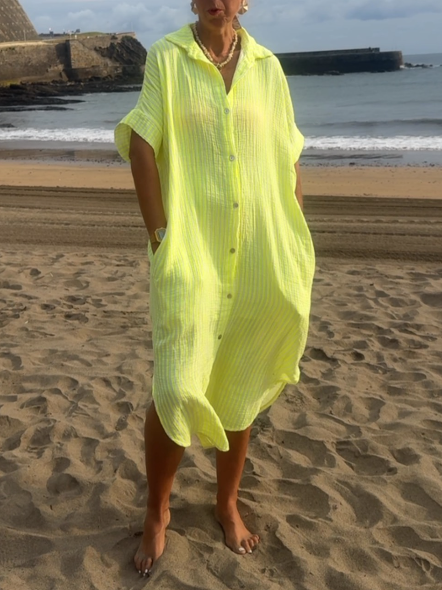 Classic Breezy Striped Shirt Dress