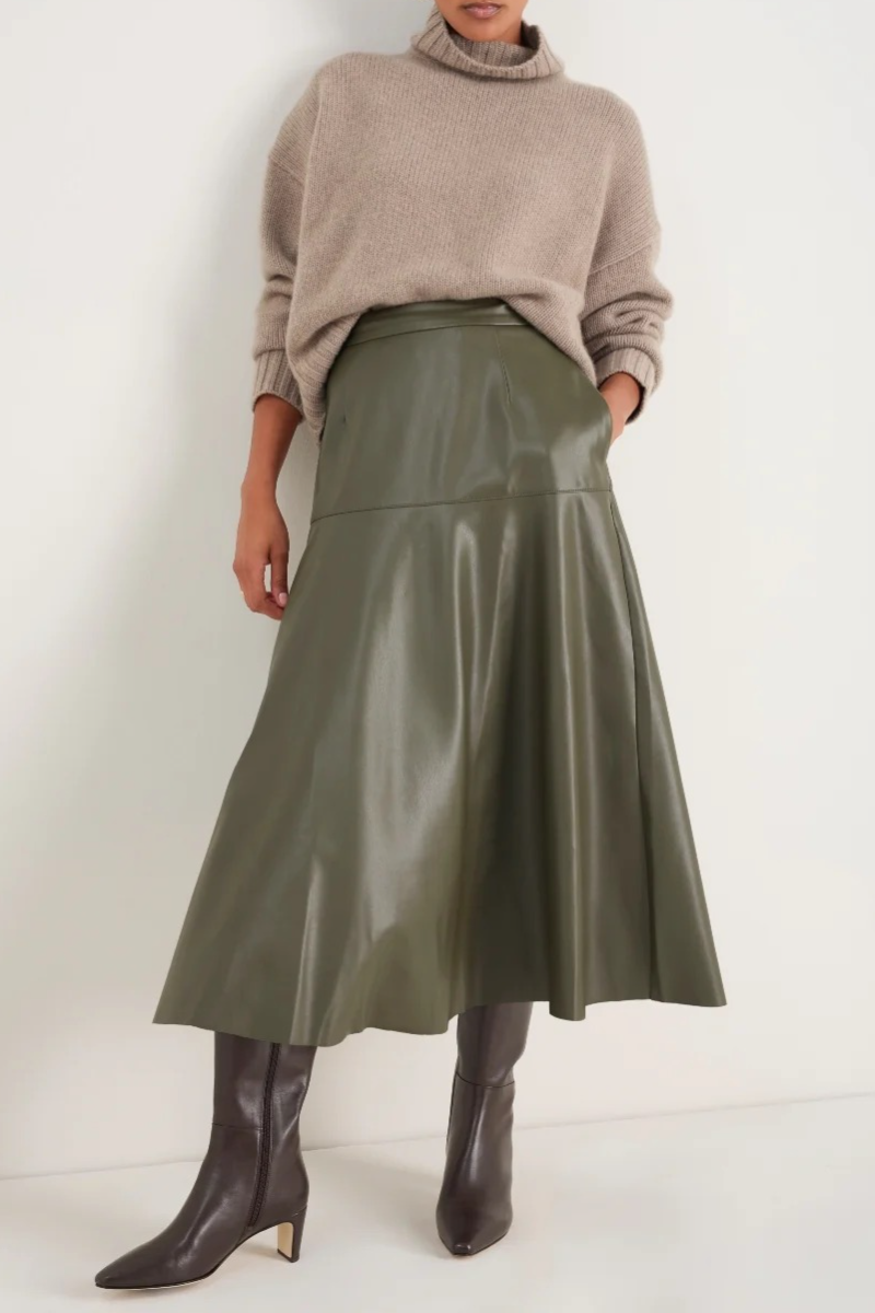 Faux Leather Midi Skirt