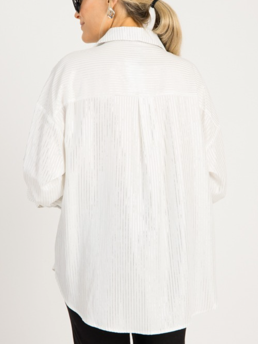 Metallic Striped Button Down