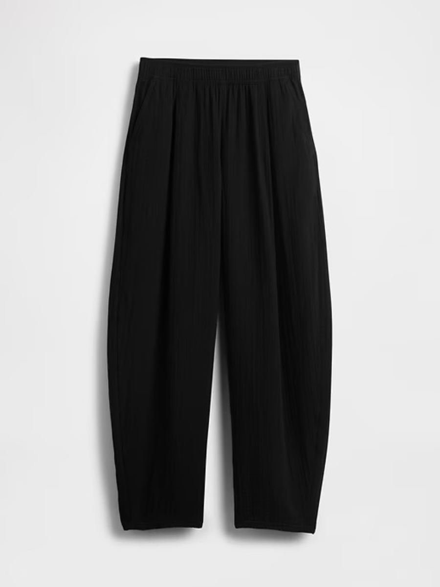 Cotton Gauze Easy Barrel Pants