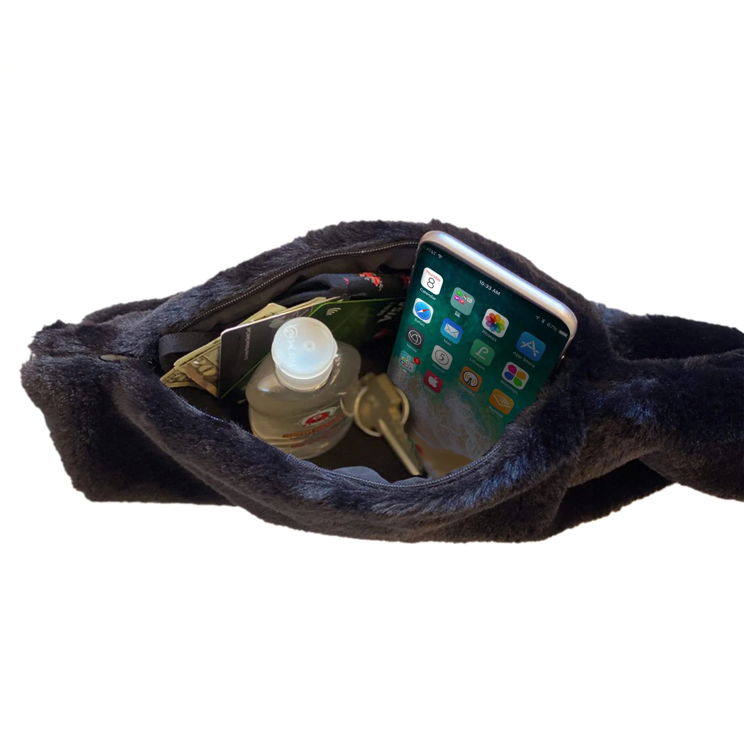 Faux Fur Scarf With Hidden Zipper Pocket