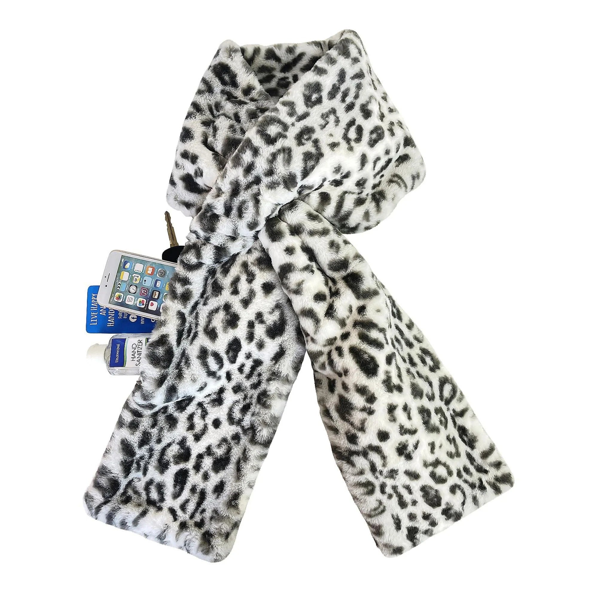 Faux Fur Scarf With Hidden Zipper Pocket