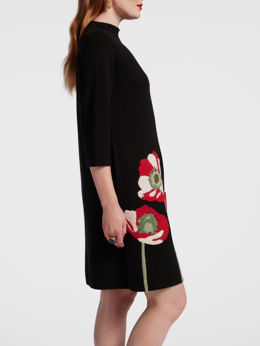 Annie Embroidered Wool Dress