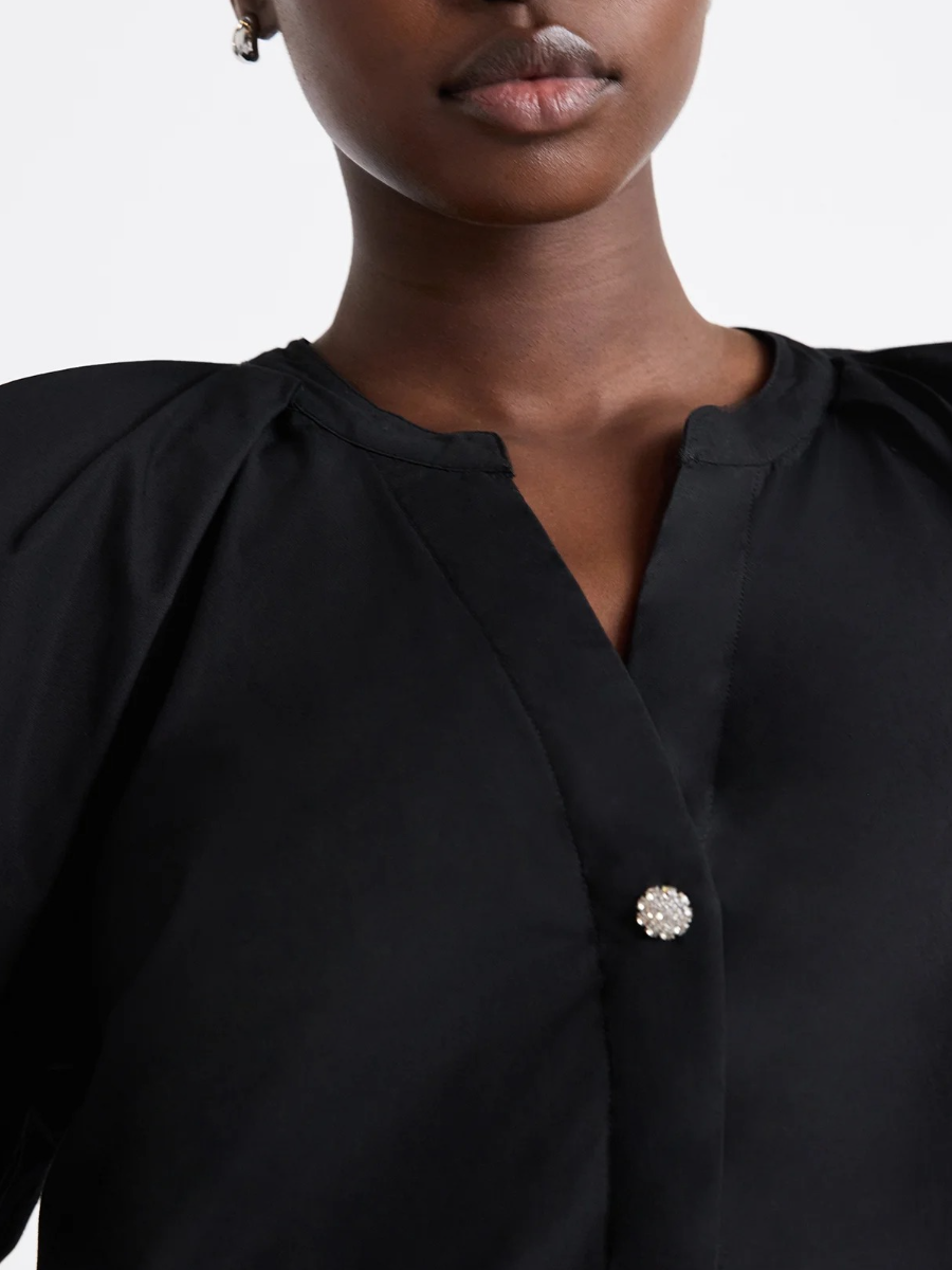 Women's Cotton Pleat Neck Shirt