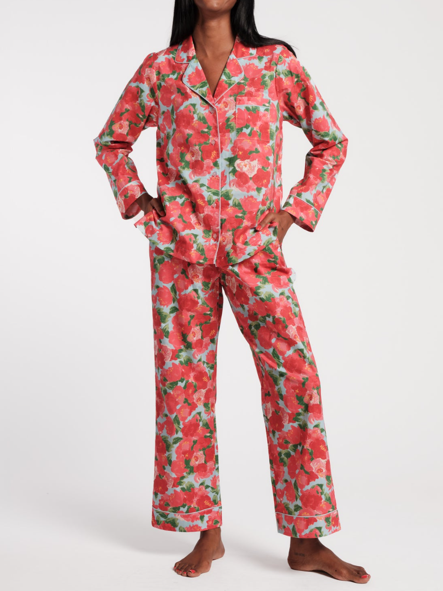 Charming Rose Print Pajama Set