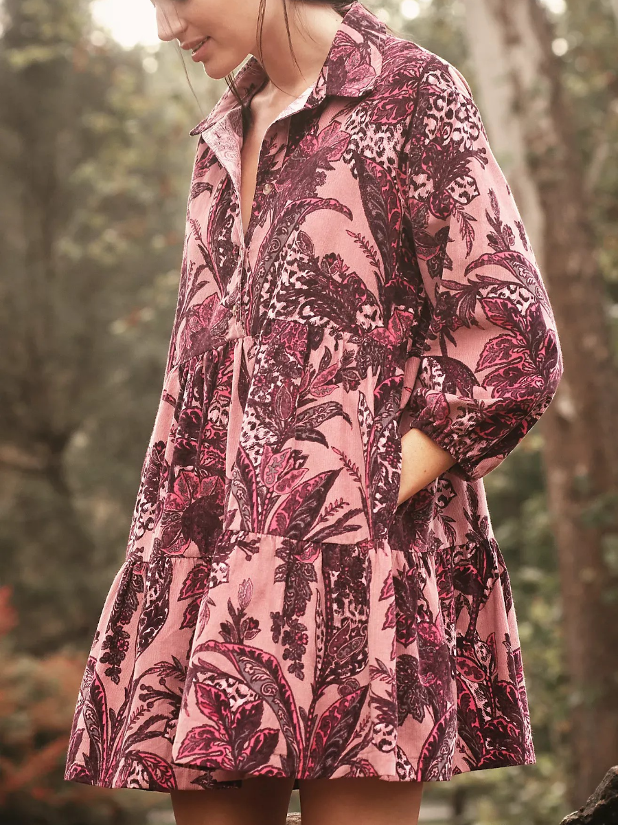 Tiered Mini Shirt Dress