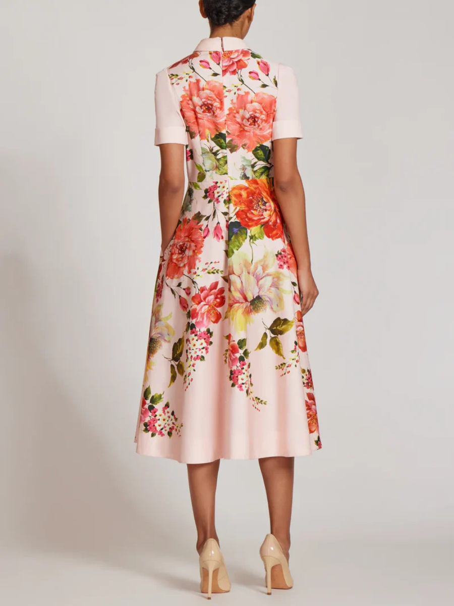 FLORAL BORDER PRINT SHIRT DRESS