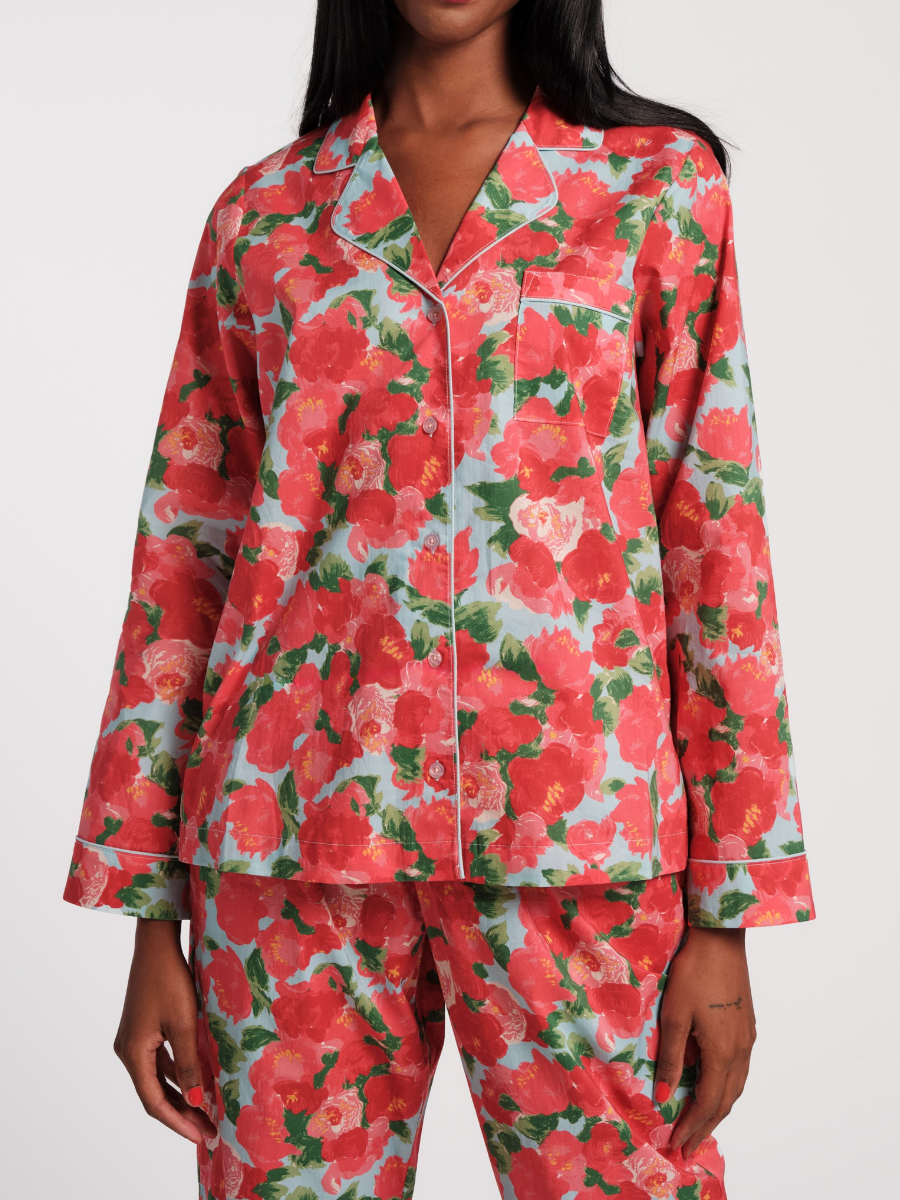 Charming Rose Print Pajama Set