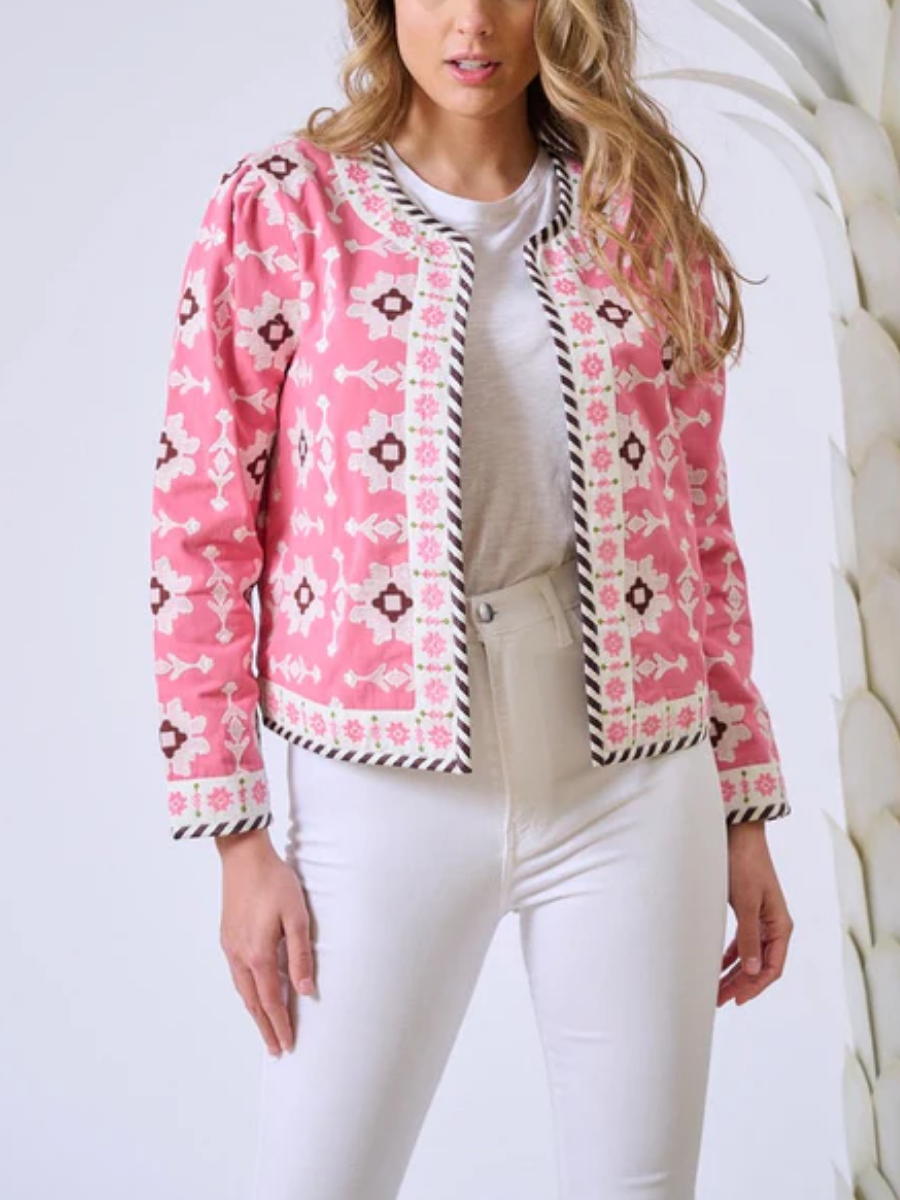 Chic Pink Embroidered Jacket