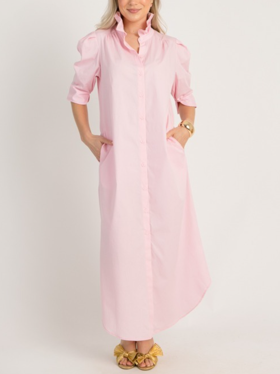 Romantic Puff Sleeve Maxi Shirtdress