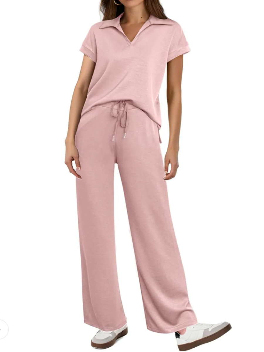 Chic Polo Neck Loungewear Set