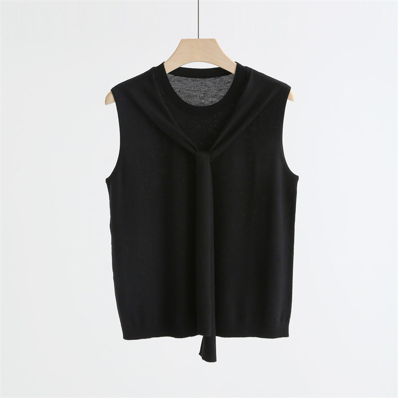 Comfy Scarf Knit Sleeveless Sweater