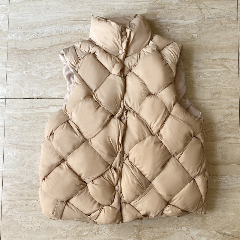 Warm Braided Rhomboid Sleeveless Vest Jacket