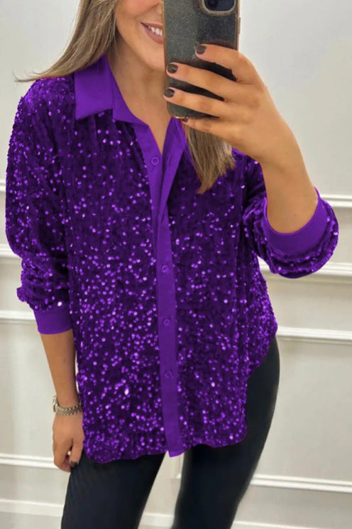 Sequin Long Sleeve Shirt