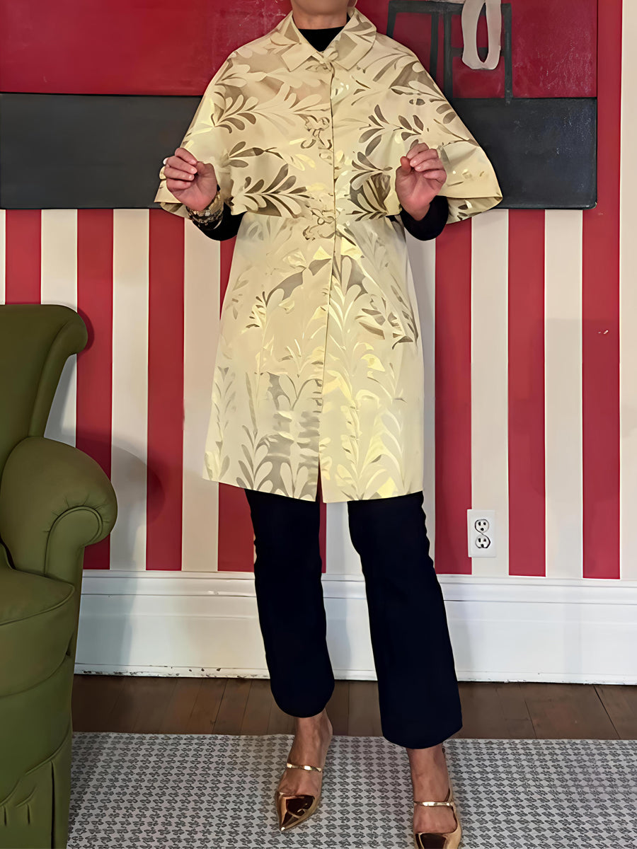 Printed Bow Ties Caplet Sleeves Jacket