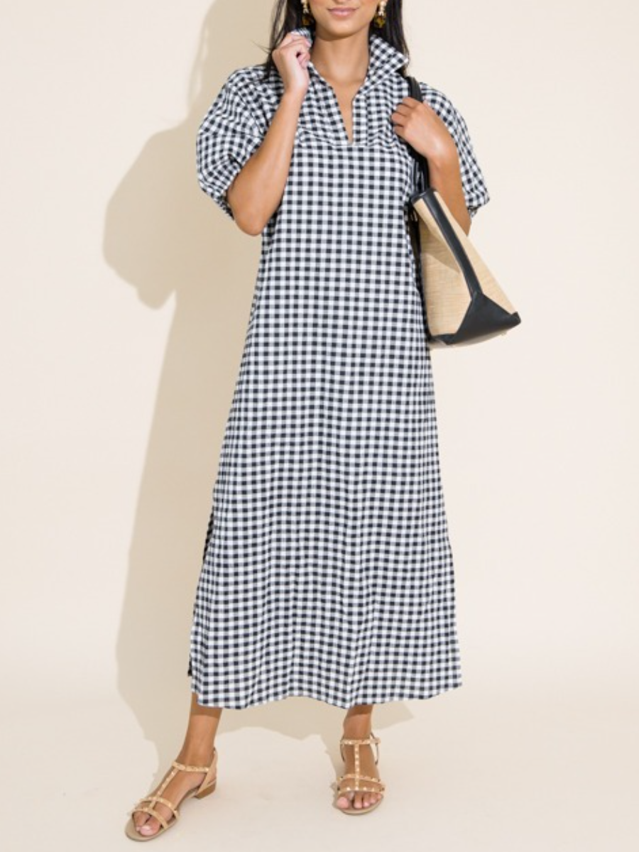 Gingham Collared Maxi Dress