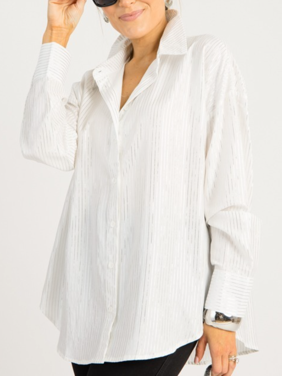 Metallic Striped Button Down