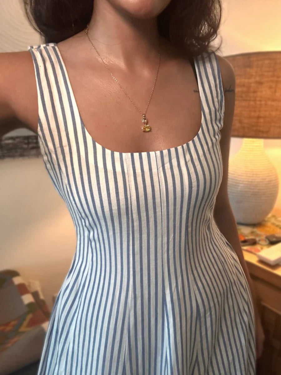 Classic Striped Sleeveless Maxi Dress
