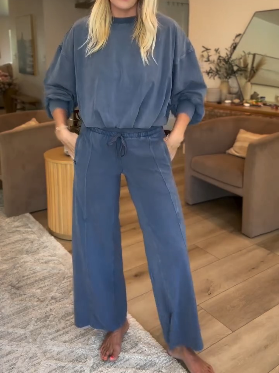Women's Bubble Hem Long Sleeve Set