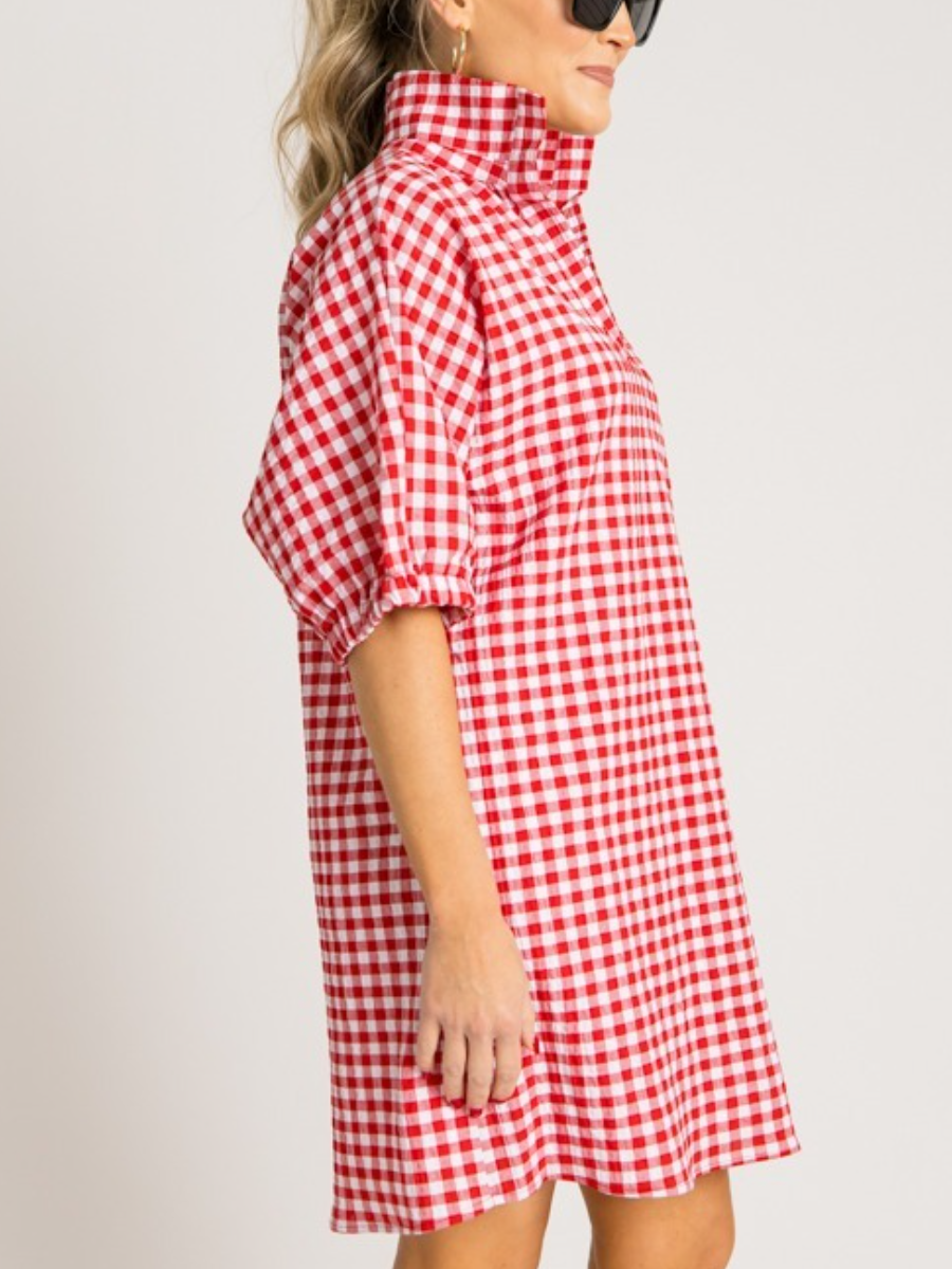 Charlotte Dress, Red Gingham