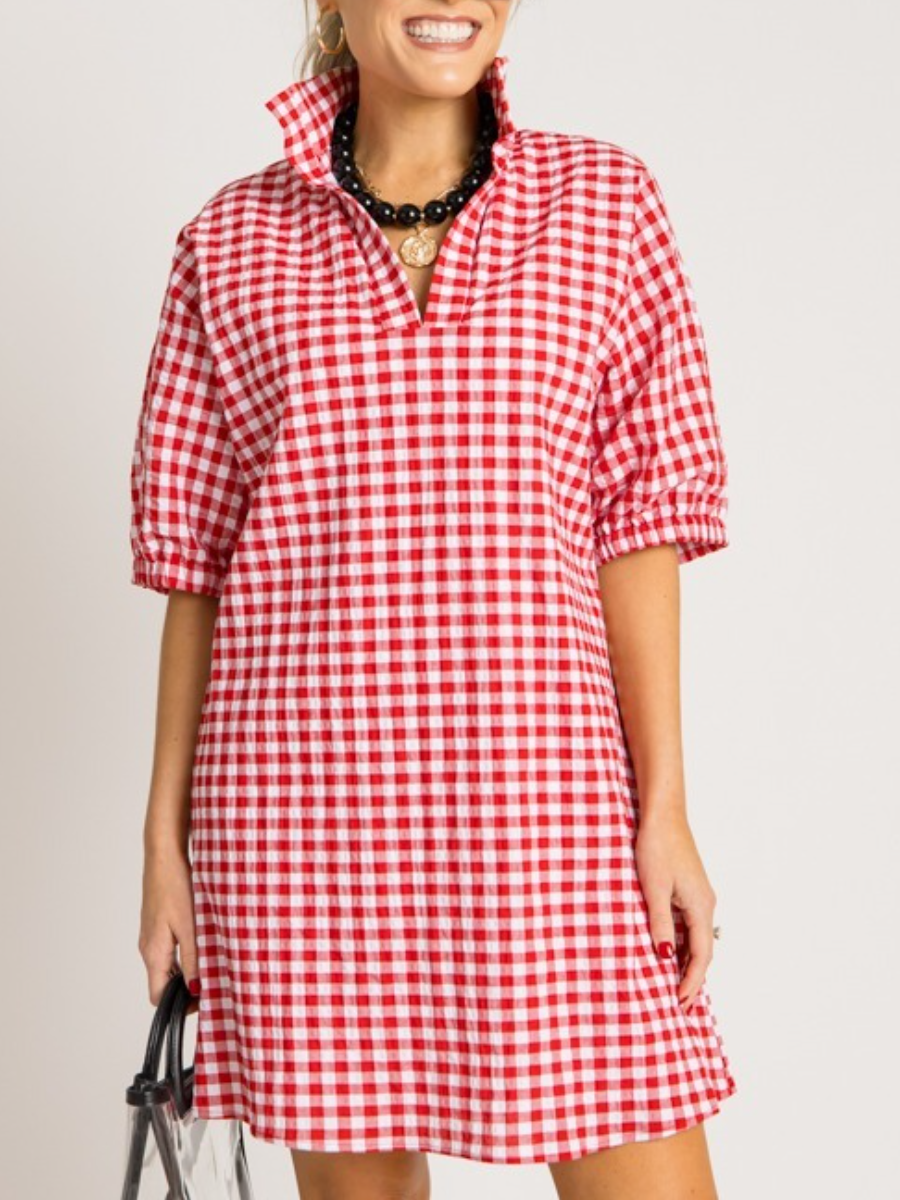 Charlotte Dress, Red Gingham
