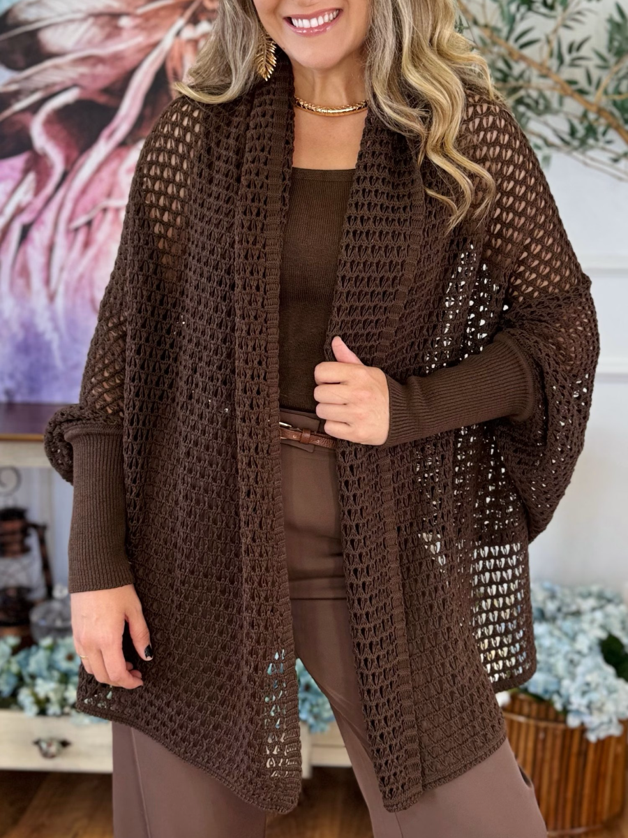 Chunky Crochet Open Cardigan
