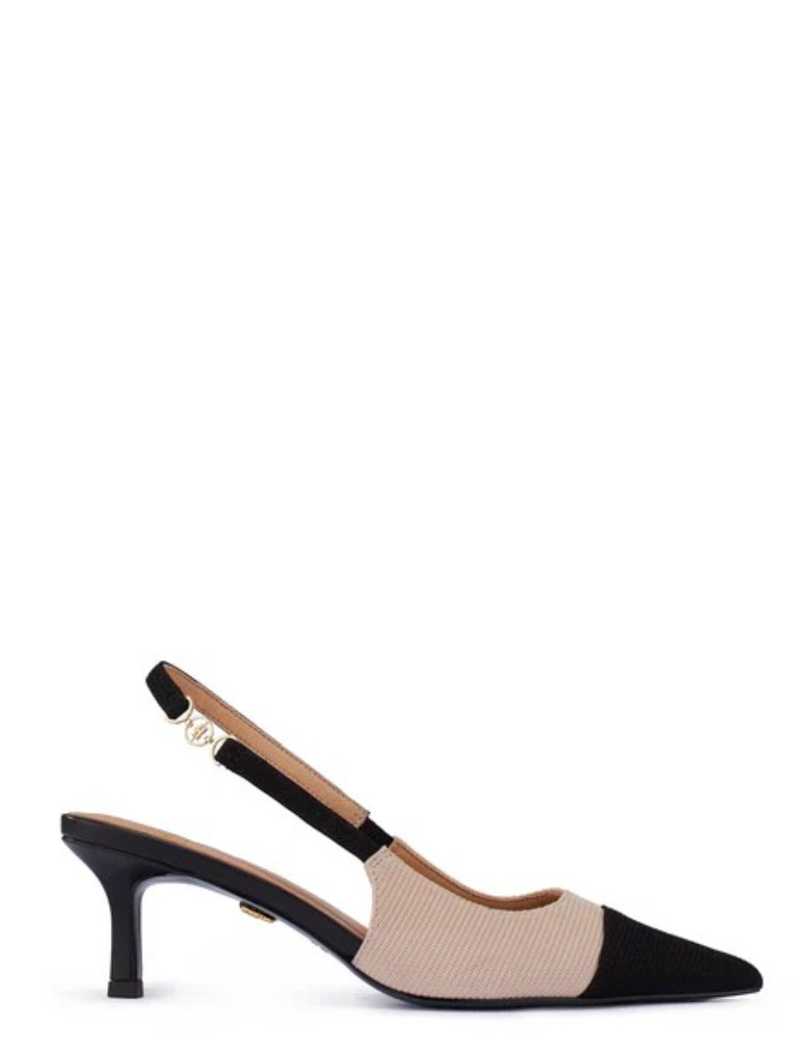 Contrast Cap Toe Slingback Heels