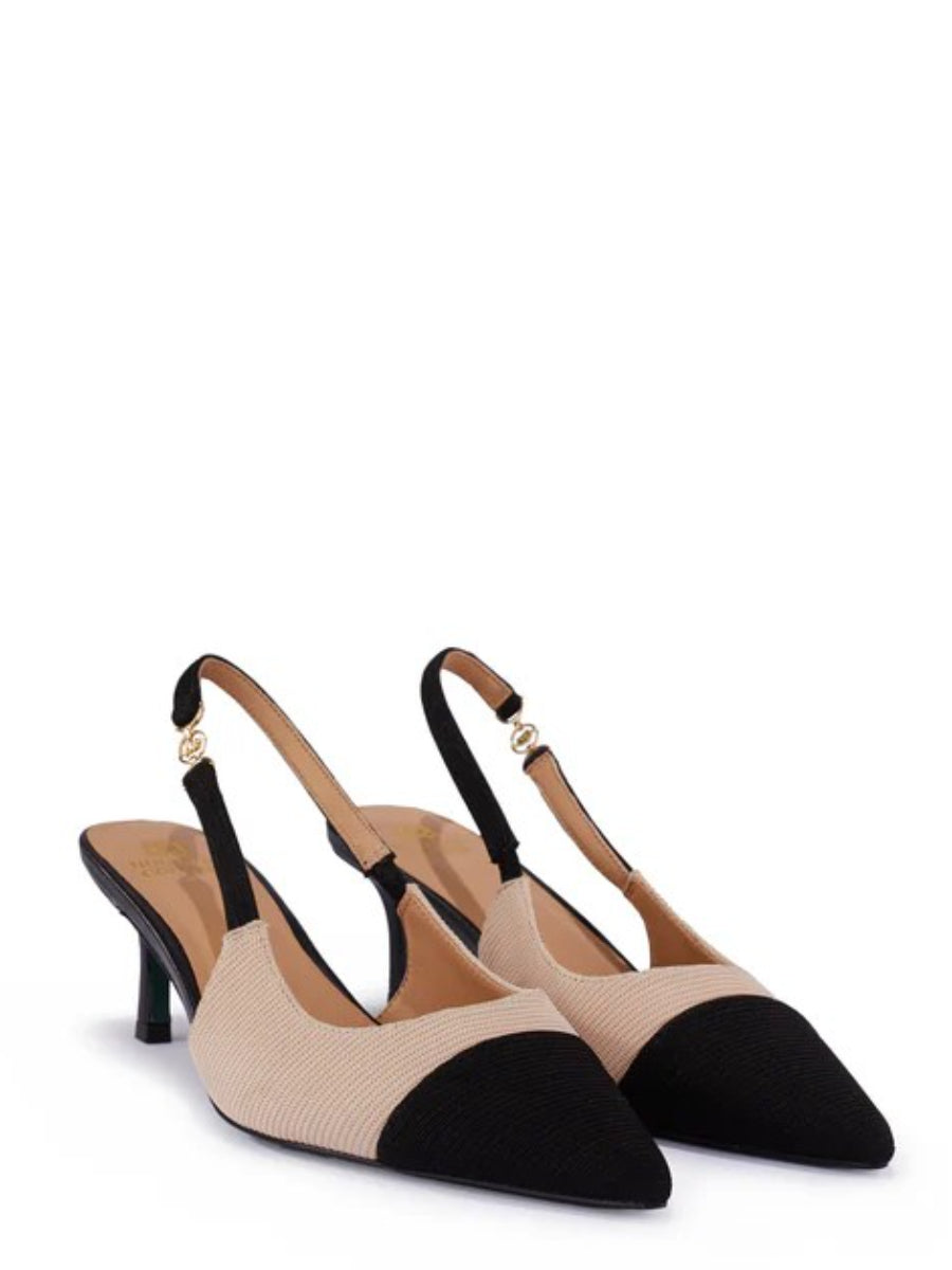 Contrast Cap Toe Slingback Heels