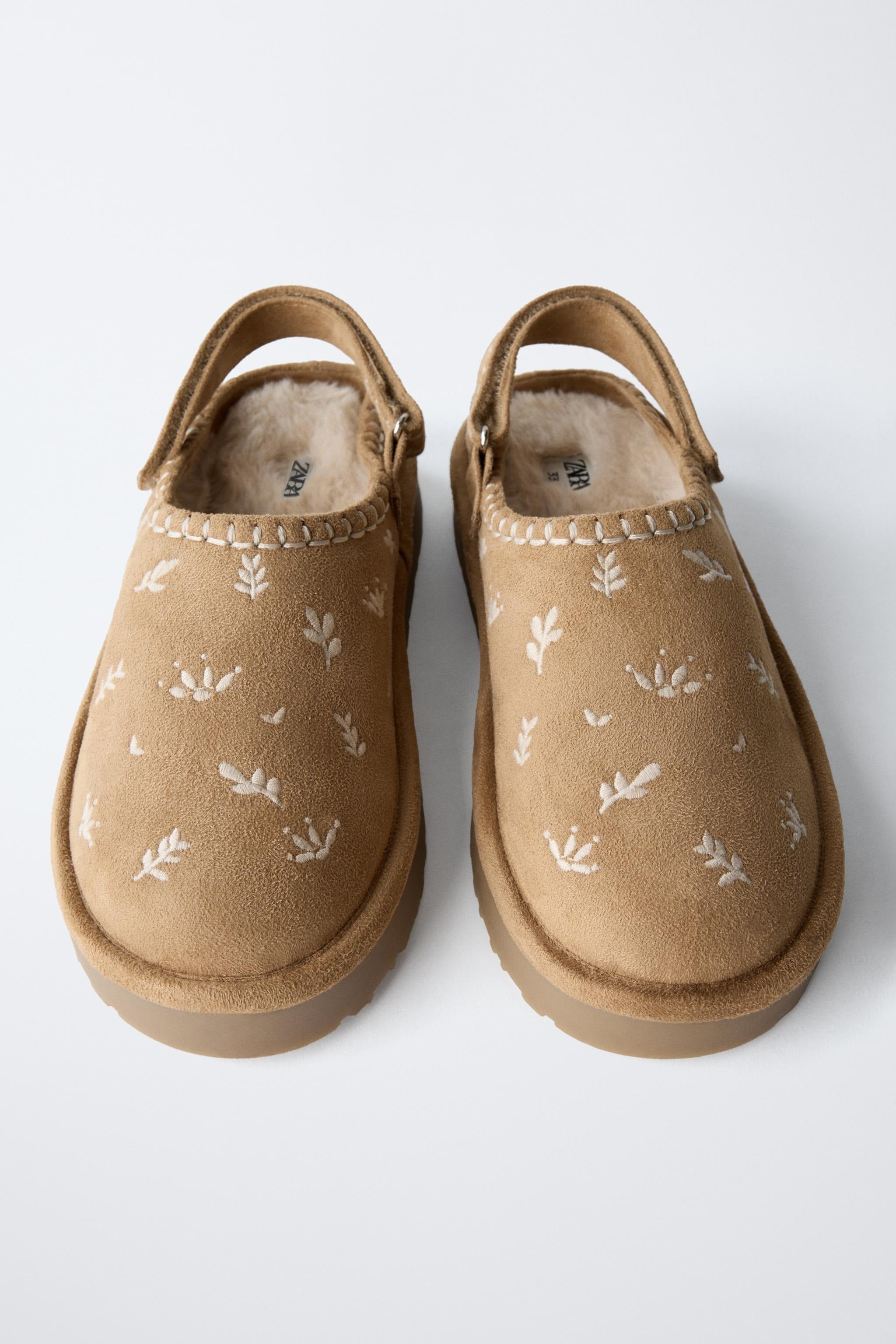 Adult Faux Fur Embroidered Clogs