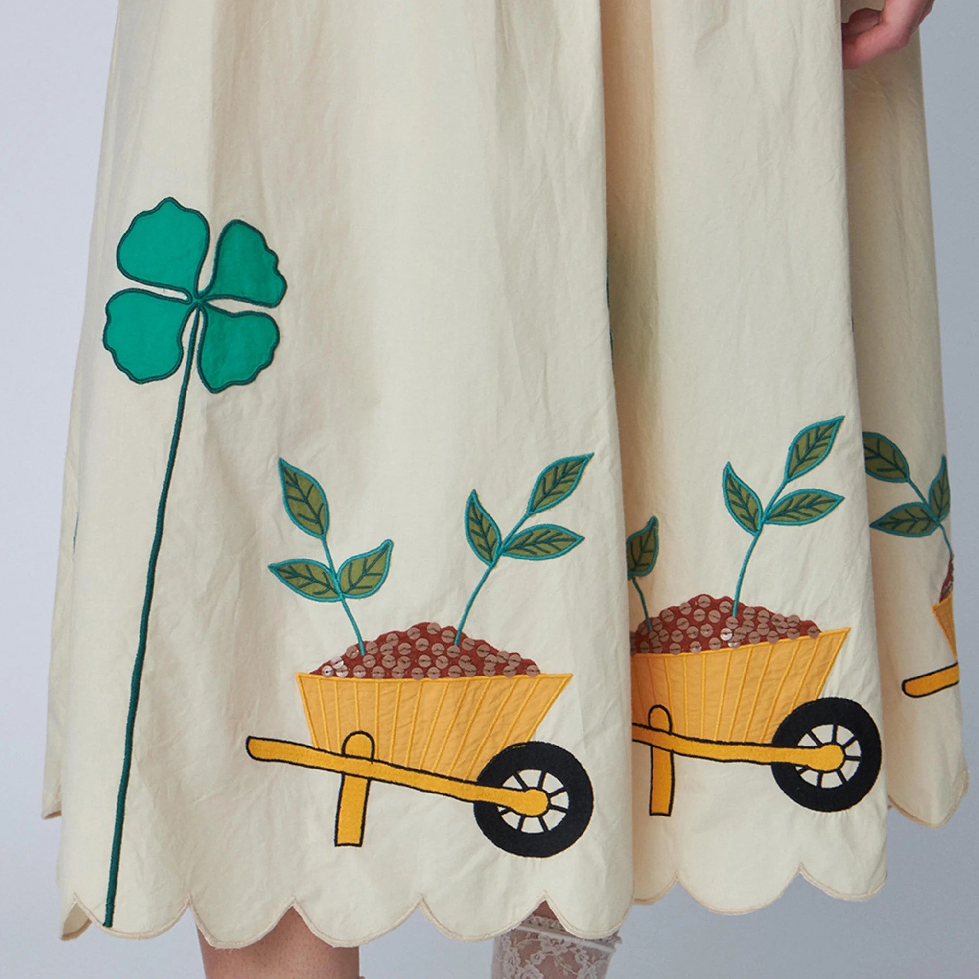 Embroidered Cotton-Poplin Midi Skirt