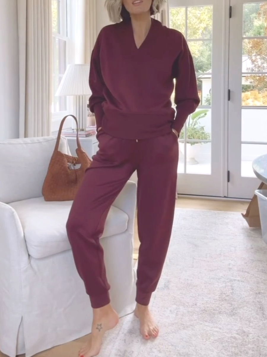 Women's Plus New Scubaknit V Neck Set