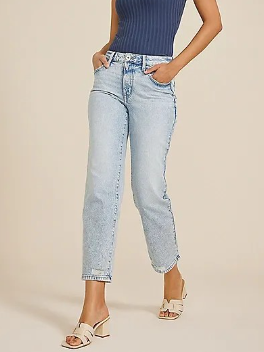 Light High Rise Relaxed Straight Ankle Jean