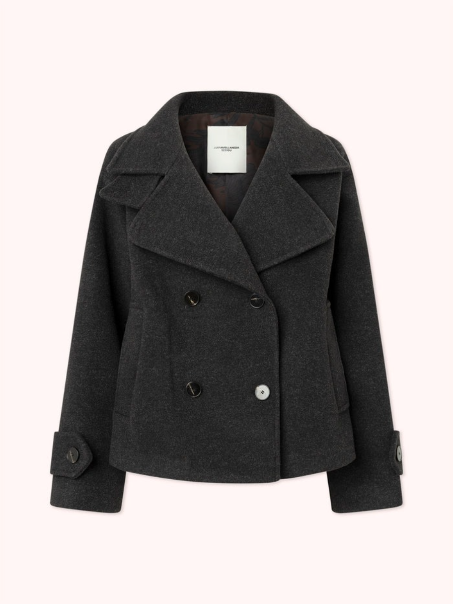 DOUBLE-STRAP COAT WITH PEAK COLLAR