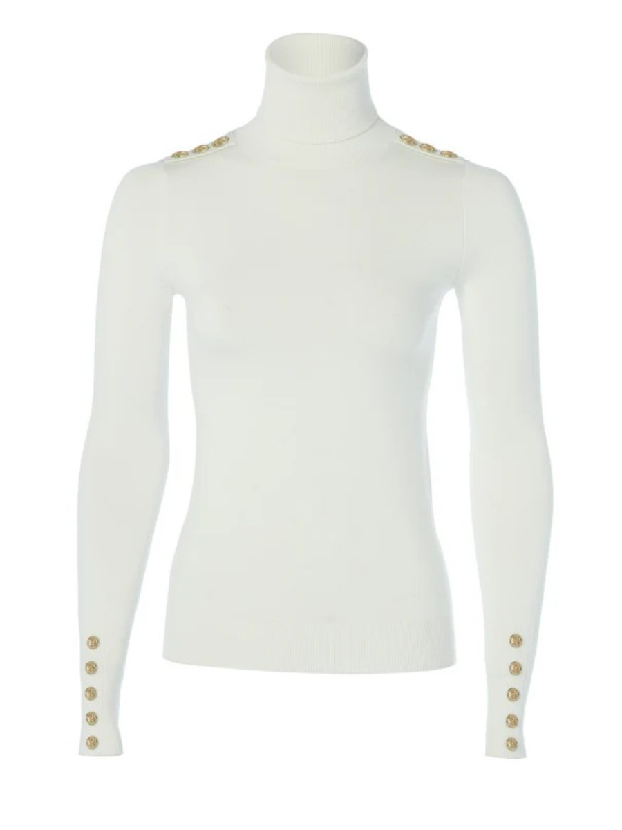 Gold Buttoned Turtleneck Sweater
