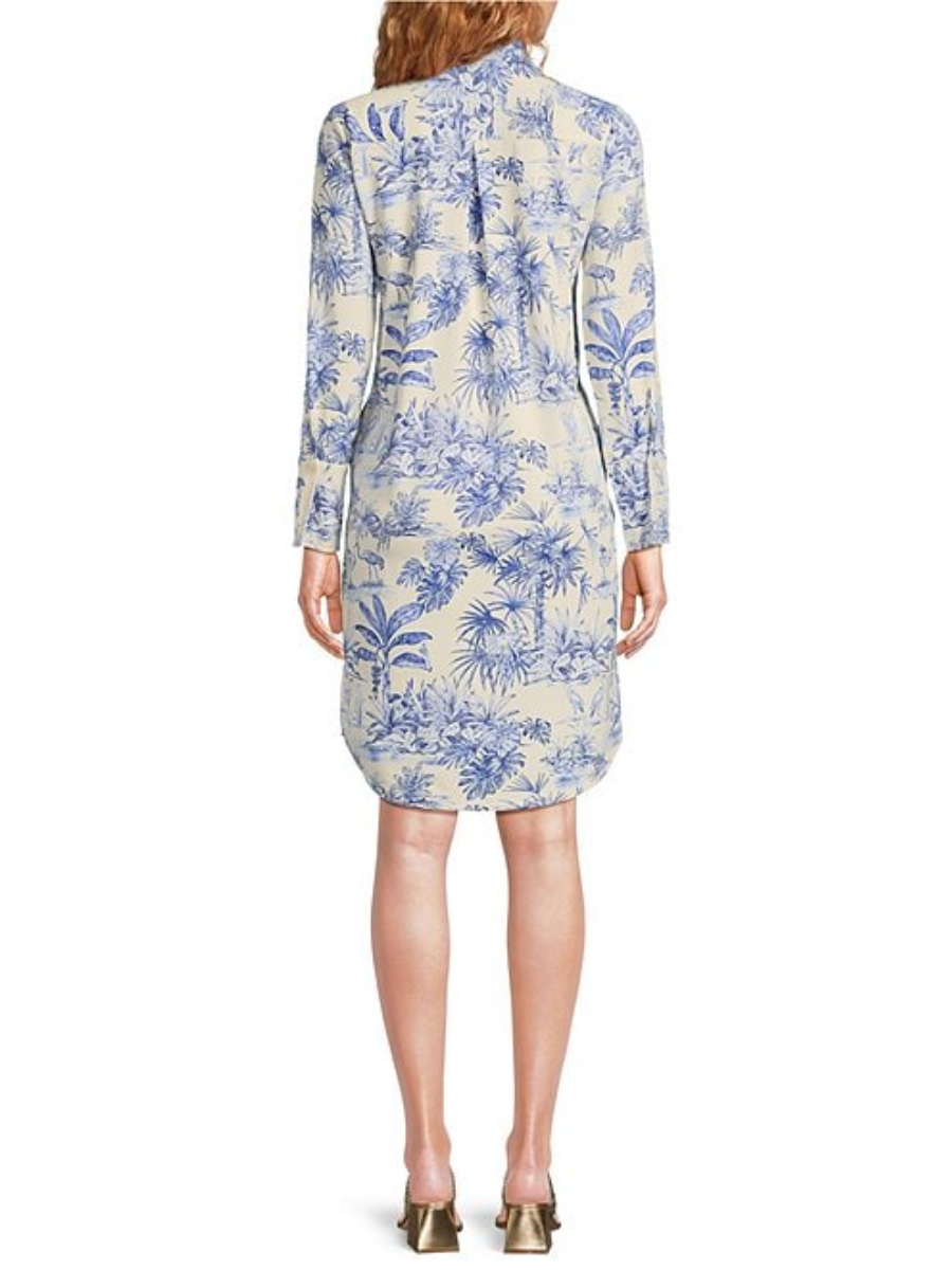 Classic Floral Printed Split V-Neck Dress