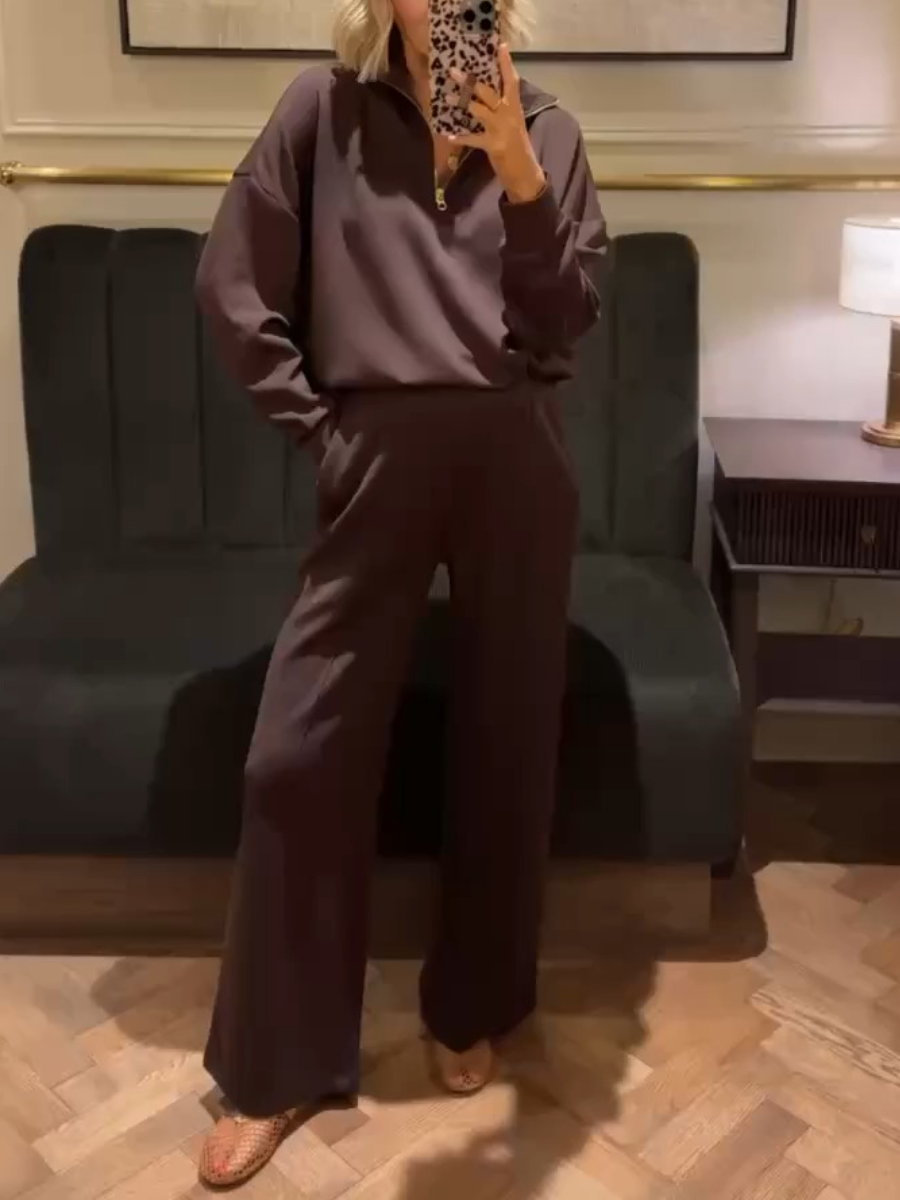 Chic Oversized Zip Front Set