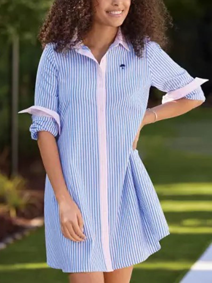 Classic Collar Long Sleeve Shirt Dress