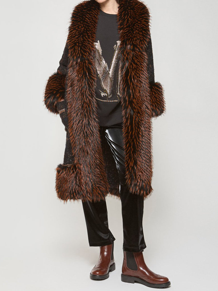 Fashion Patchwork Faux Fur Coat