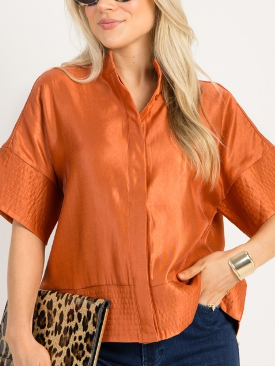 Metallic Button Blouse