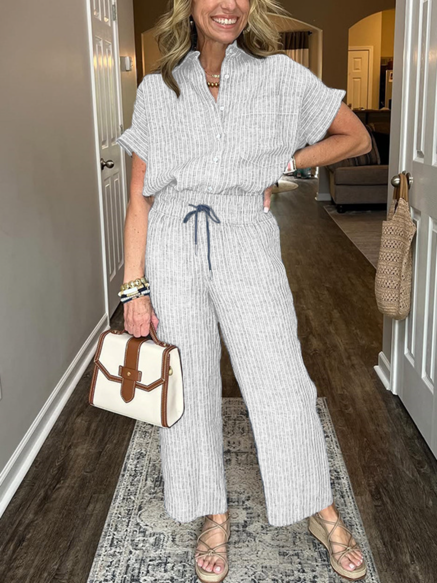 Classic Striped Linen Set
