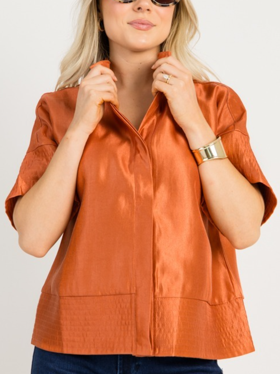 Metallic Button Blouse