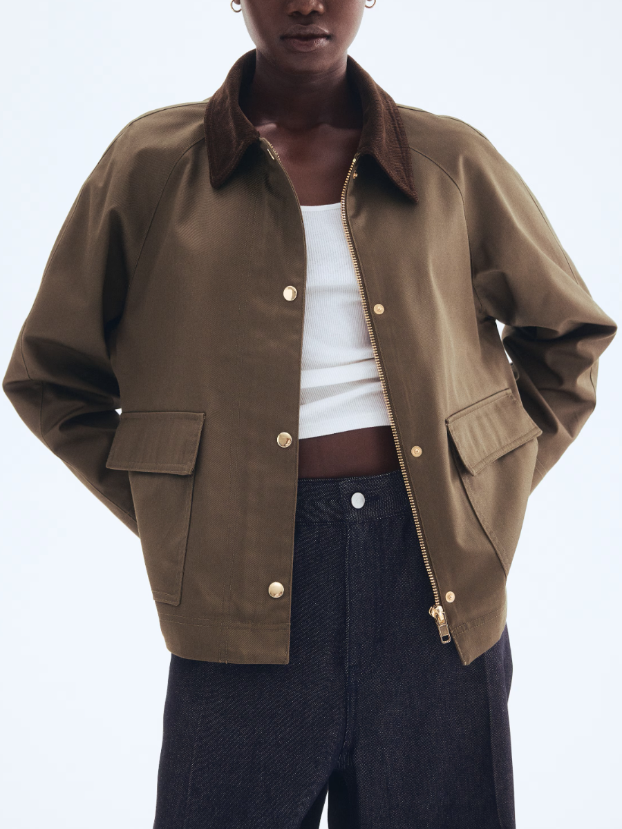 Jacket With Corduroy Collar